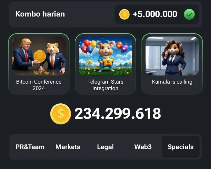 Update Daily Cipher dan Daily Combo Hamster Kombat 26 Juli